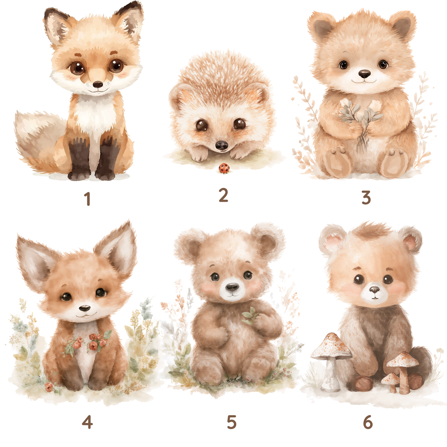 Lámina personalizada ¨Animalitos del Bosque¨ - Arte digital imprimible