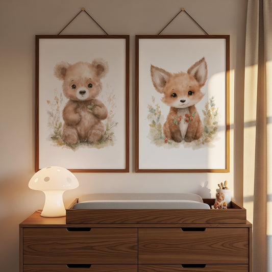 Dúo ¨Amigos del bosque¨ - Arte digital imprimible (set de 2)